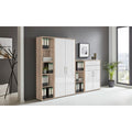set arredo studio bianco acciaio inox con ripiani regolabile